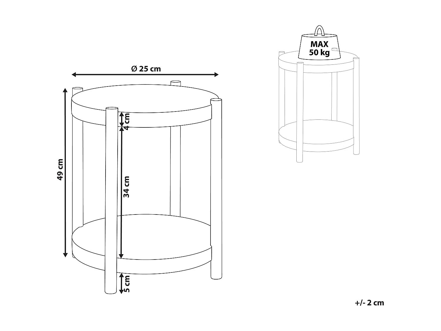 Bout de canapé rond scandinave bois clair – LUNDA