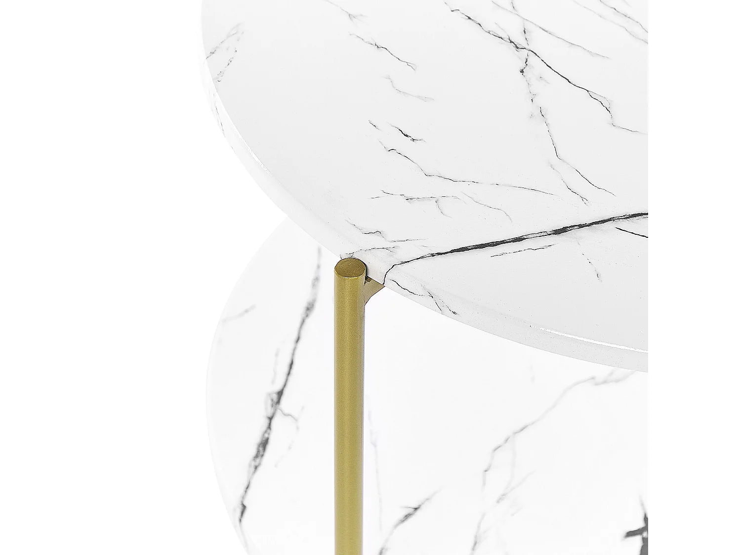 Bout de canapé rond effet marbre blanc doré – MARLO
