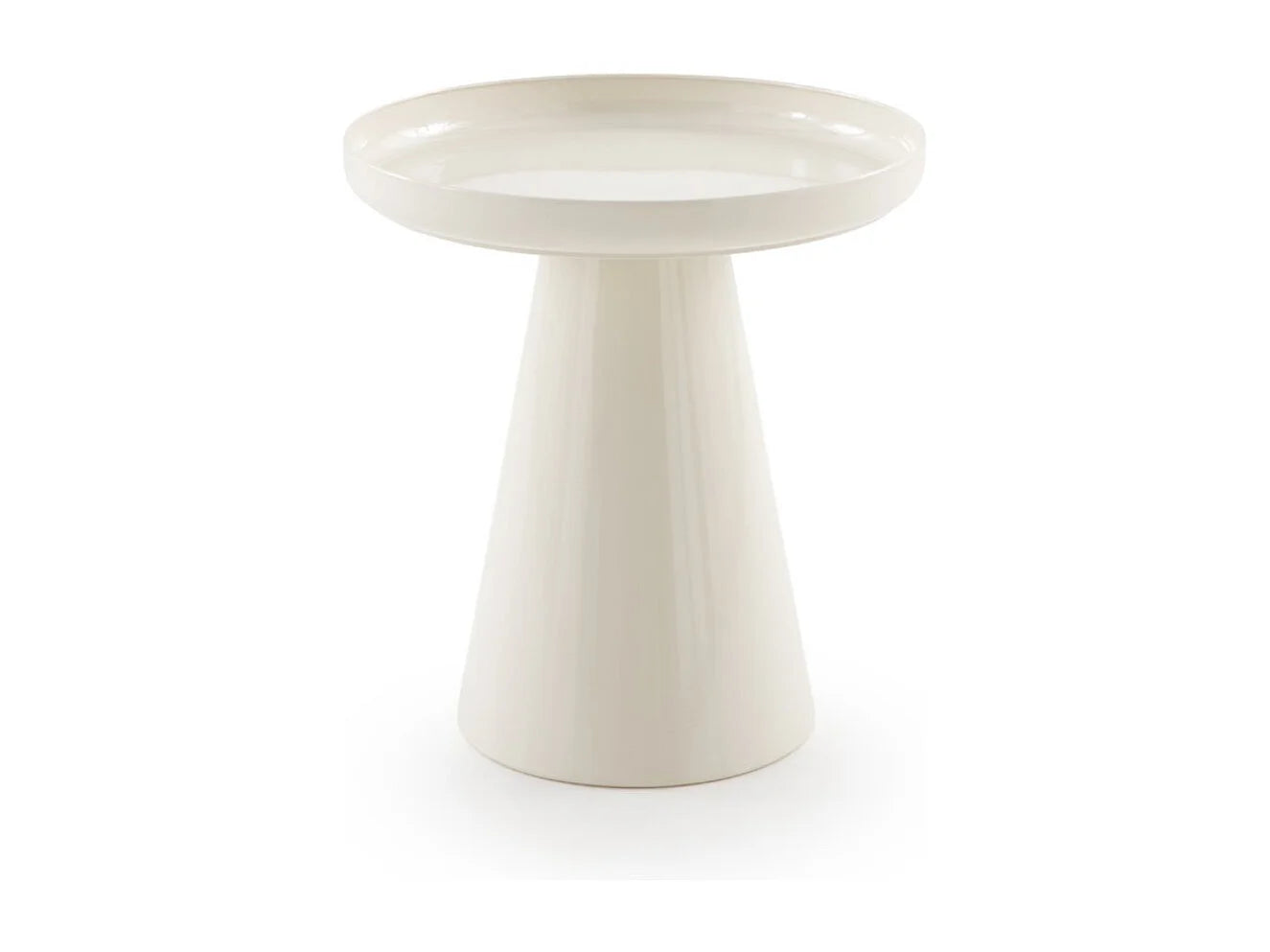 Bout de canapé conique métal crème plateau verre – HALO