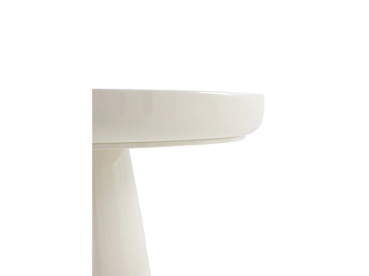 Bout de canapé conique métal crème plateau verre – HALO