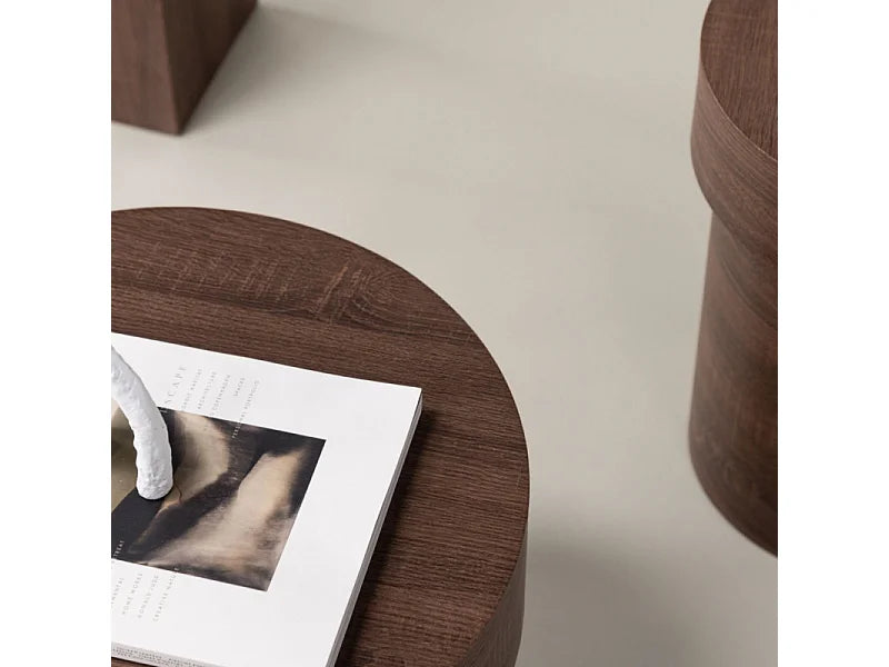 Bout de canapé cylindrique en bois marron – MALVA
