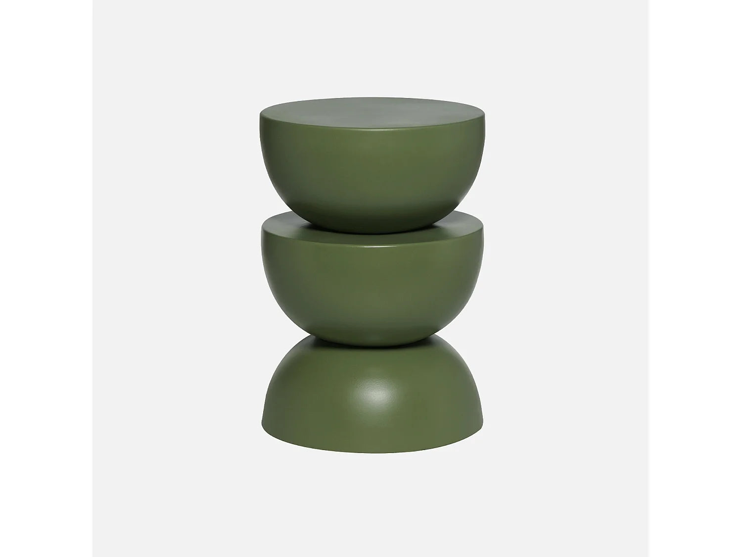 Bout de canapé rond en métal vert kaki – COUMBA