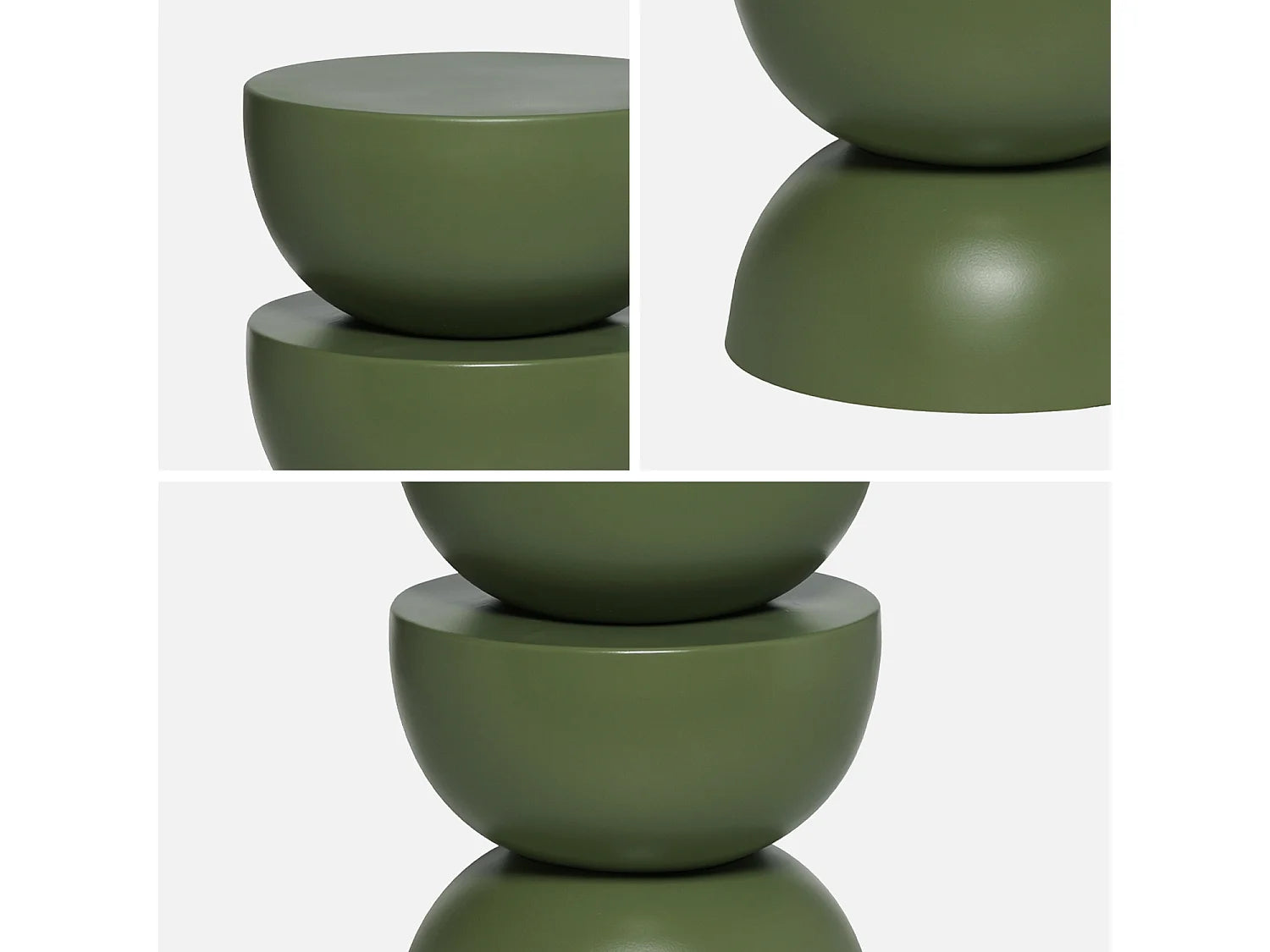Bout de canapé rond en métal vert kaki – COUMBA