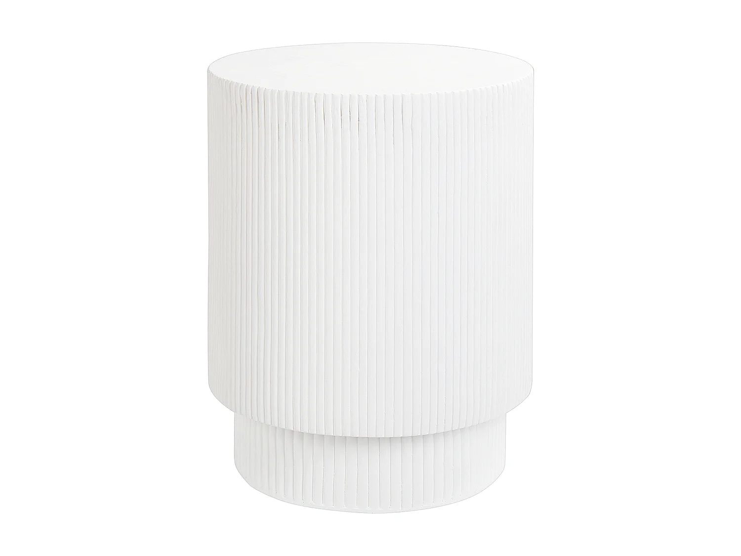 Bout de canapé rond strié blanc effet pierre – CALANCO