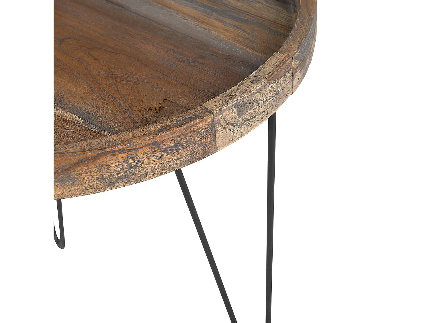 Bout de canapé rond en bois marron foncé – JAVA
