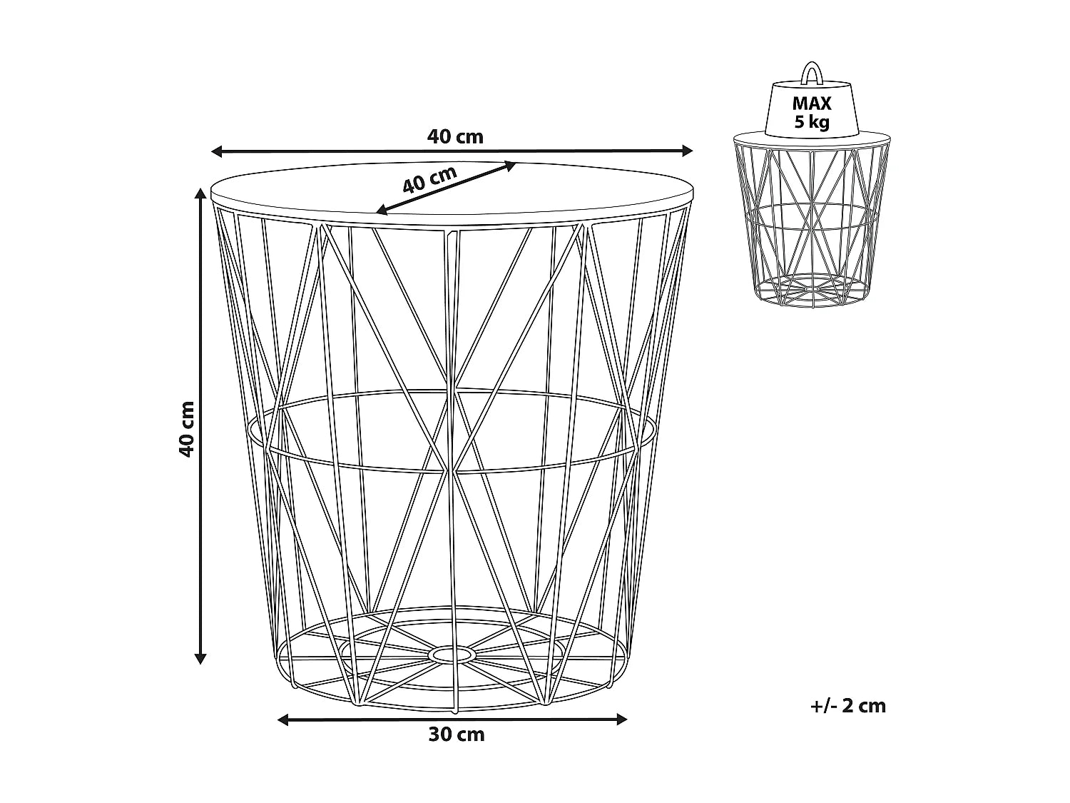 Bout de canapé doré avec rangement – CAGE