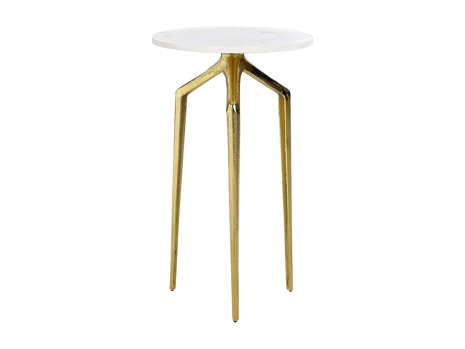 Bout de canapé rond marbre blanc pieds métal – LISERA