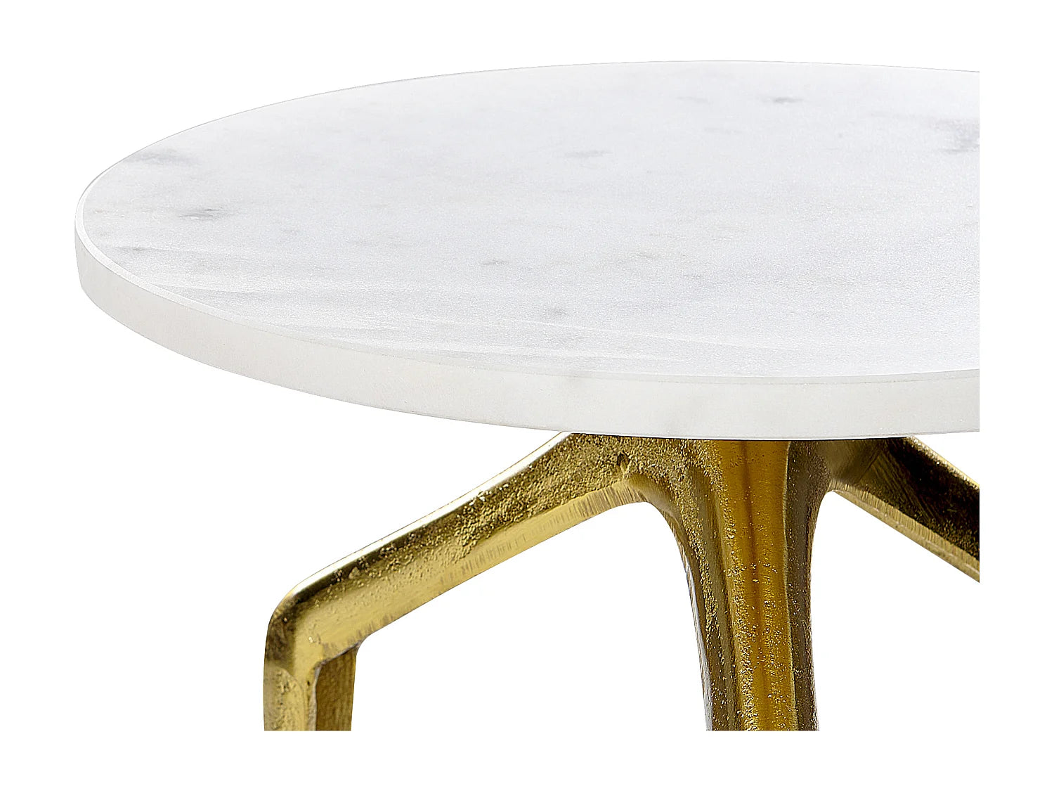 Bout de canapé rond marbre blanc pieds métal – LISERA