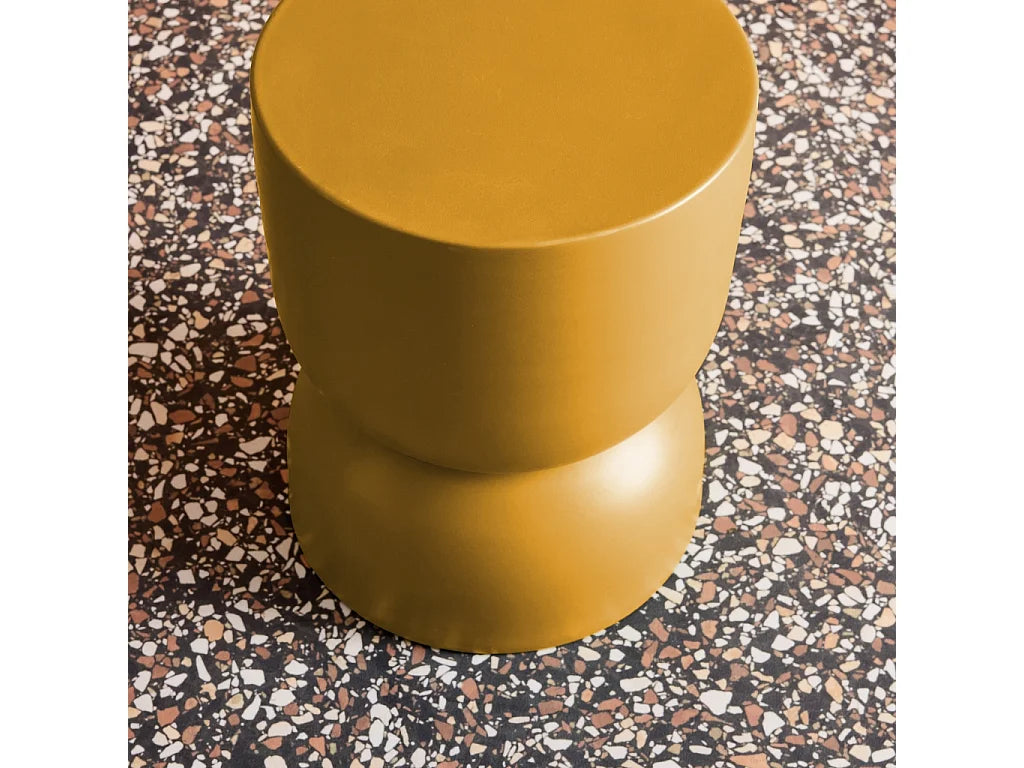 Bout de canapé rond en métal jaune moutarde – SOLIS