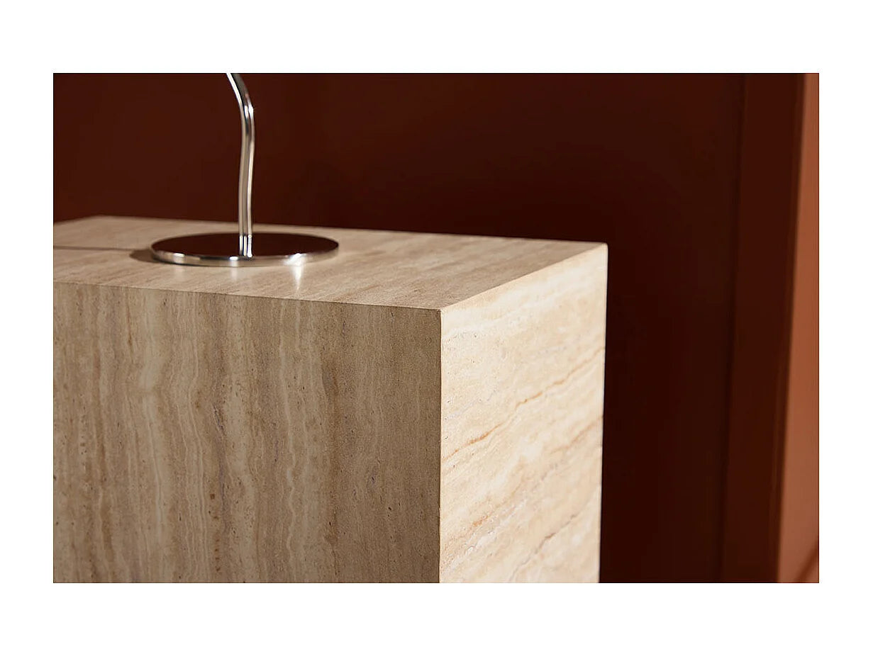 Bout de canapé effet travertin beige – PIETRA