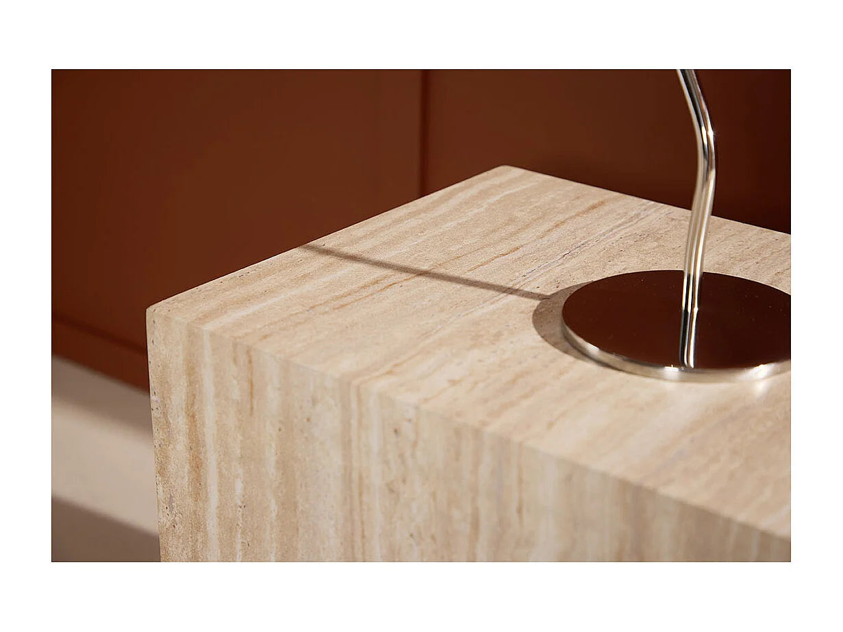 Bout de canapé effet travertin beige – PIETRA