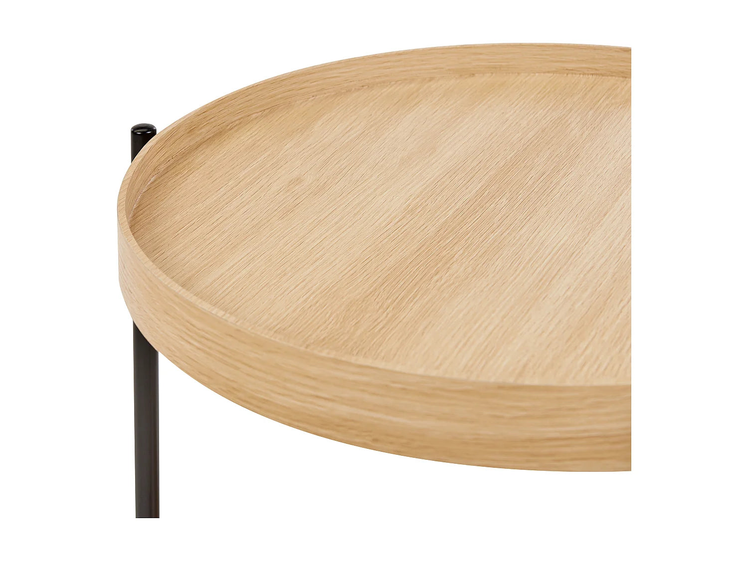 Bout de canapé rond en bois clair et métal noir – KOBAN