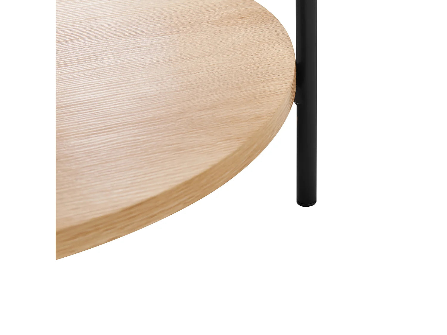 Bout de canapé rond en bois clair et métal noir – KOBAN