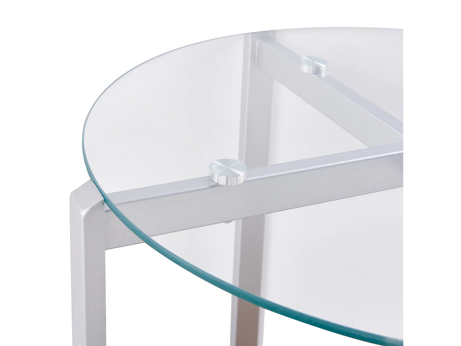 Bout de canapé rond verre et métal argenté – LOVELL