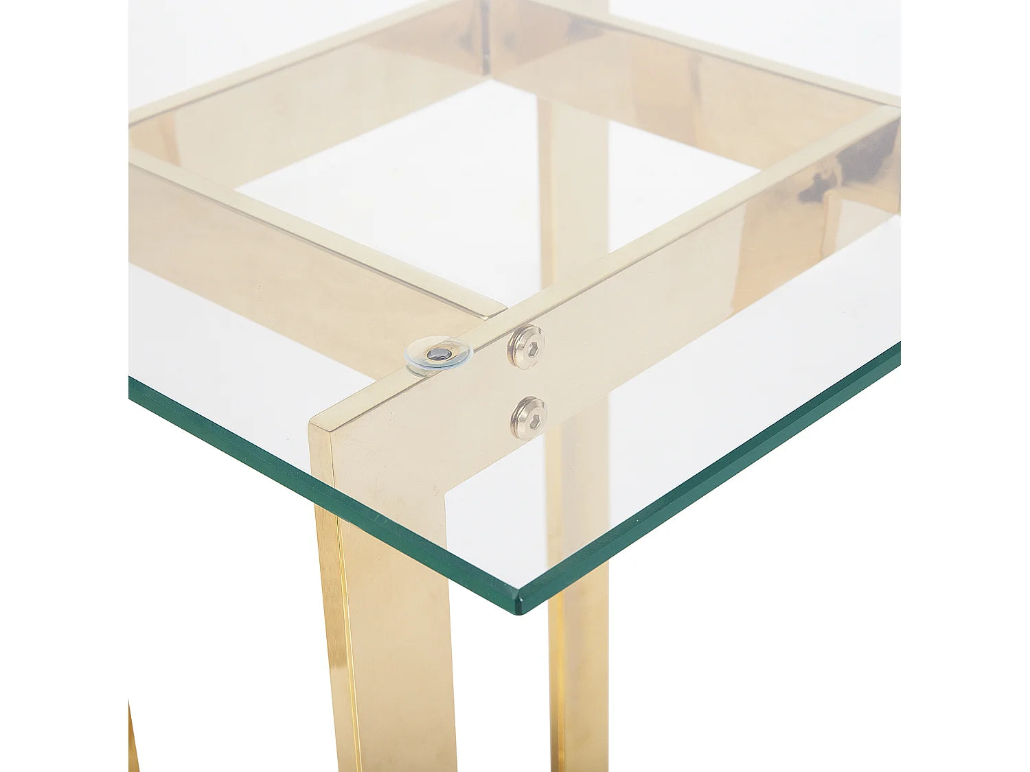 Bout de canapé carré en verre et métal doré – HALO