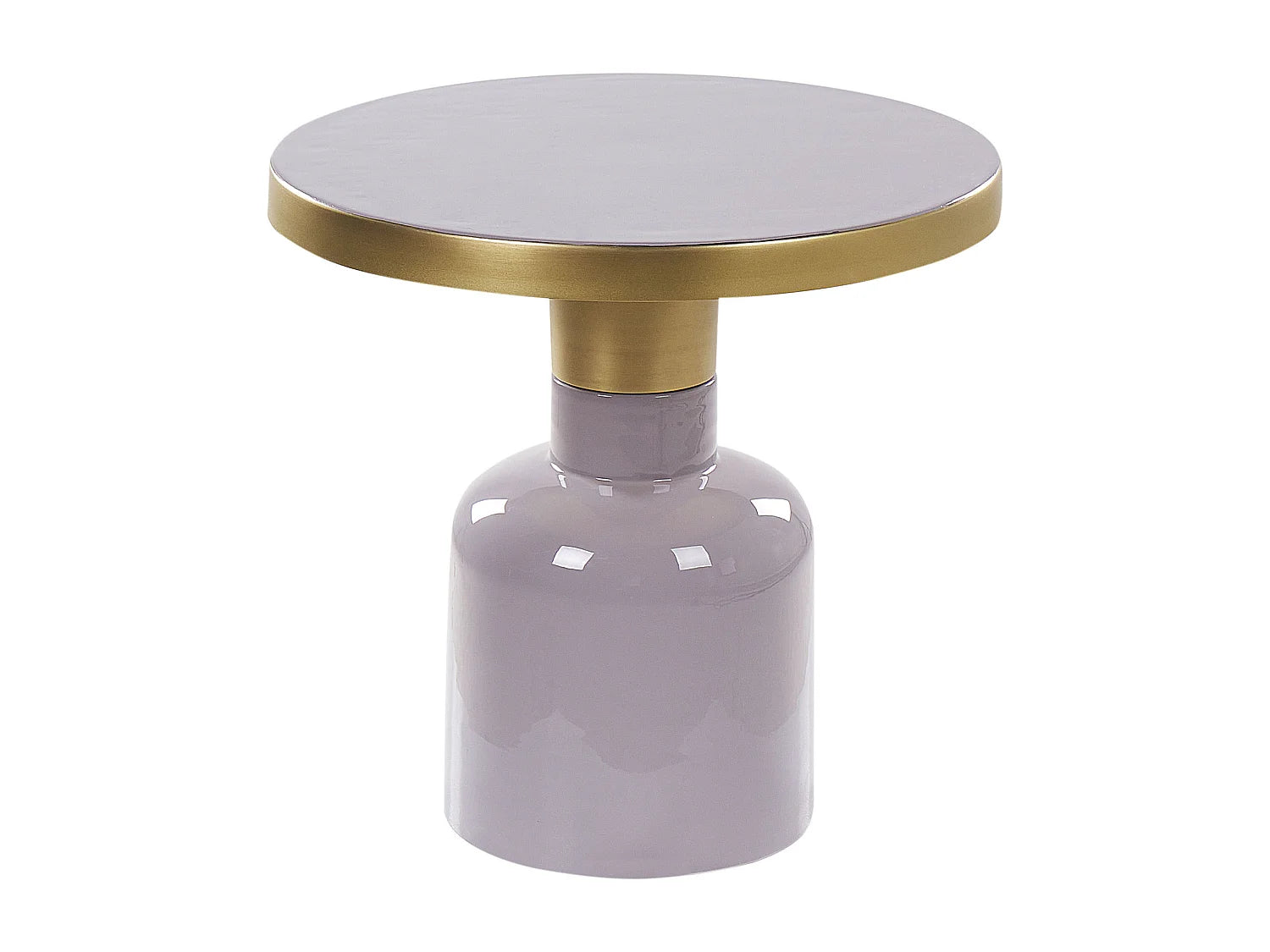 Bout de canapé rond en métal violet brillant – LILA