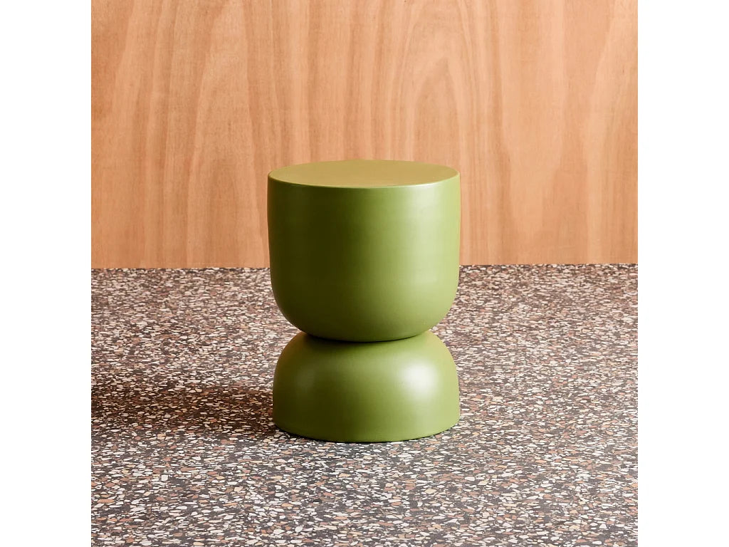 Bout de canapé rond en métal vert kaki – PRADO
