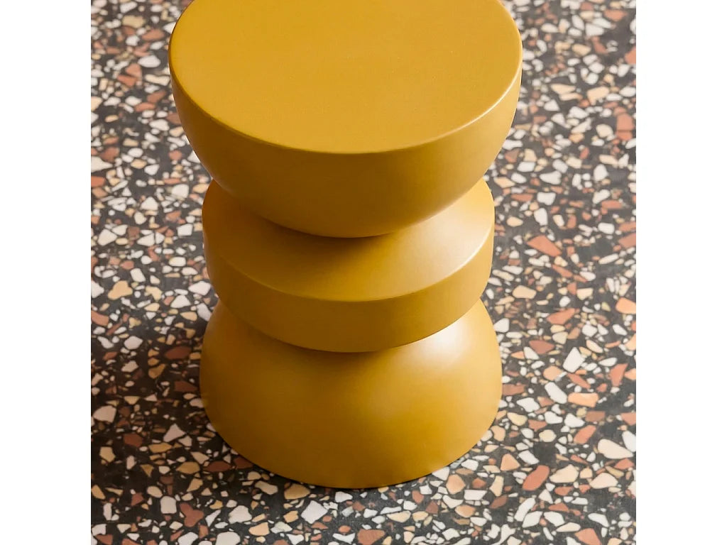 Bout de canapé rond en métal jaune moutarde – SAFRO