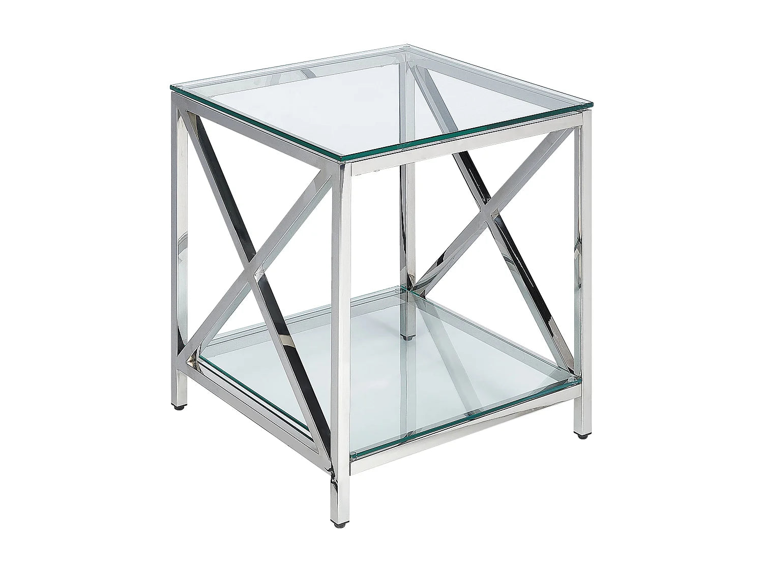 Bout de canapé carré en verre argenté – AUDET
