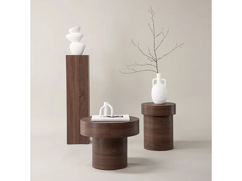Bout de canapé haut piédestal marron – COLUMNA