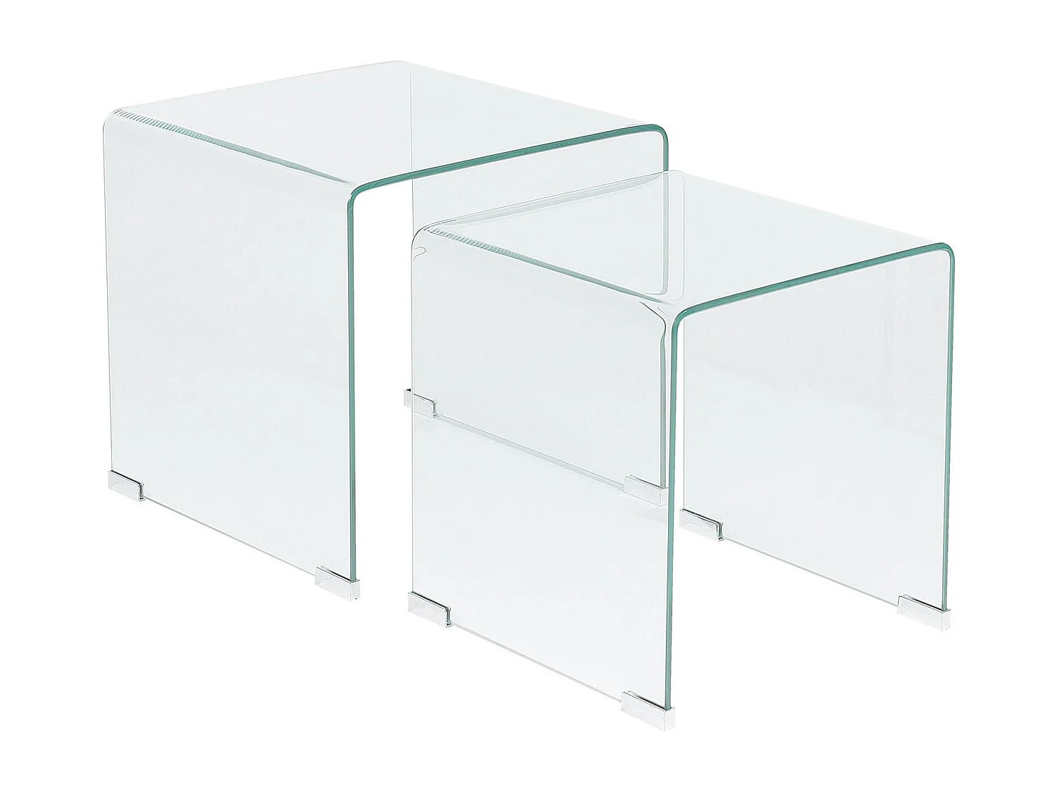 Bout de canapé en verre trempé transparent, lot de 2 – KENDALL