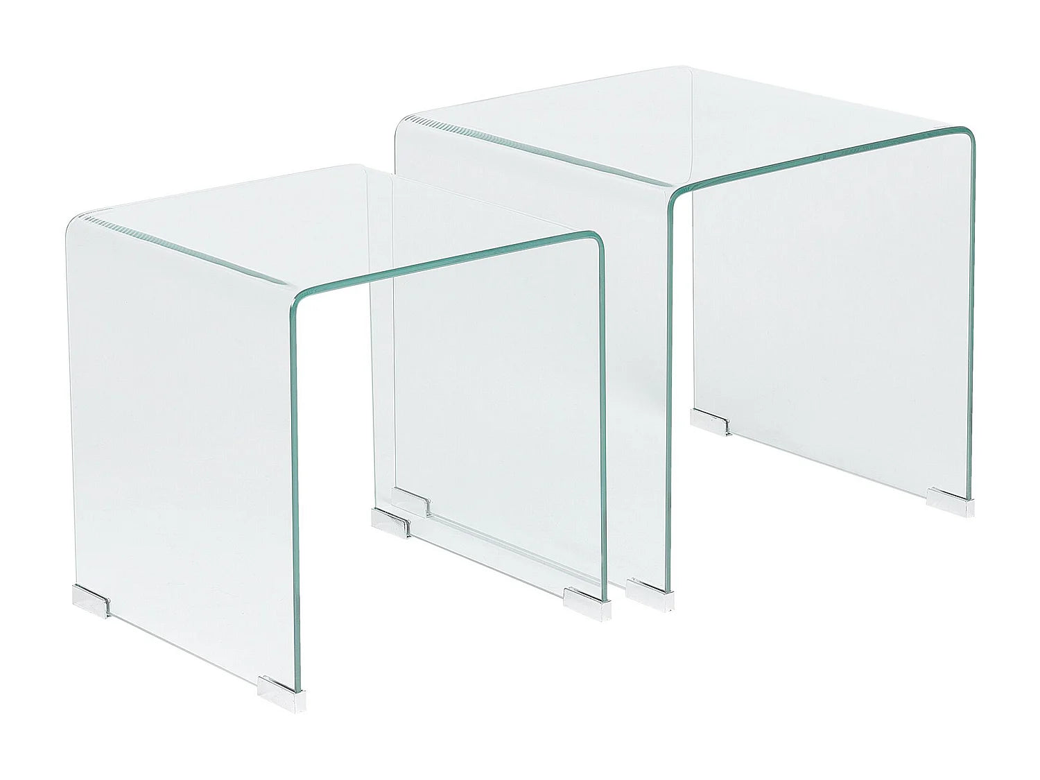 Bout de canapé en verre trempé transparent, lot de 2 – KENDALL