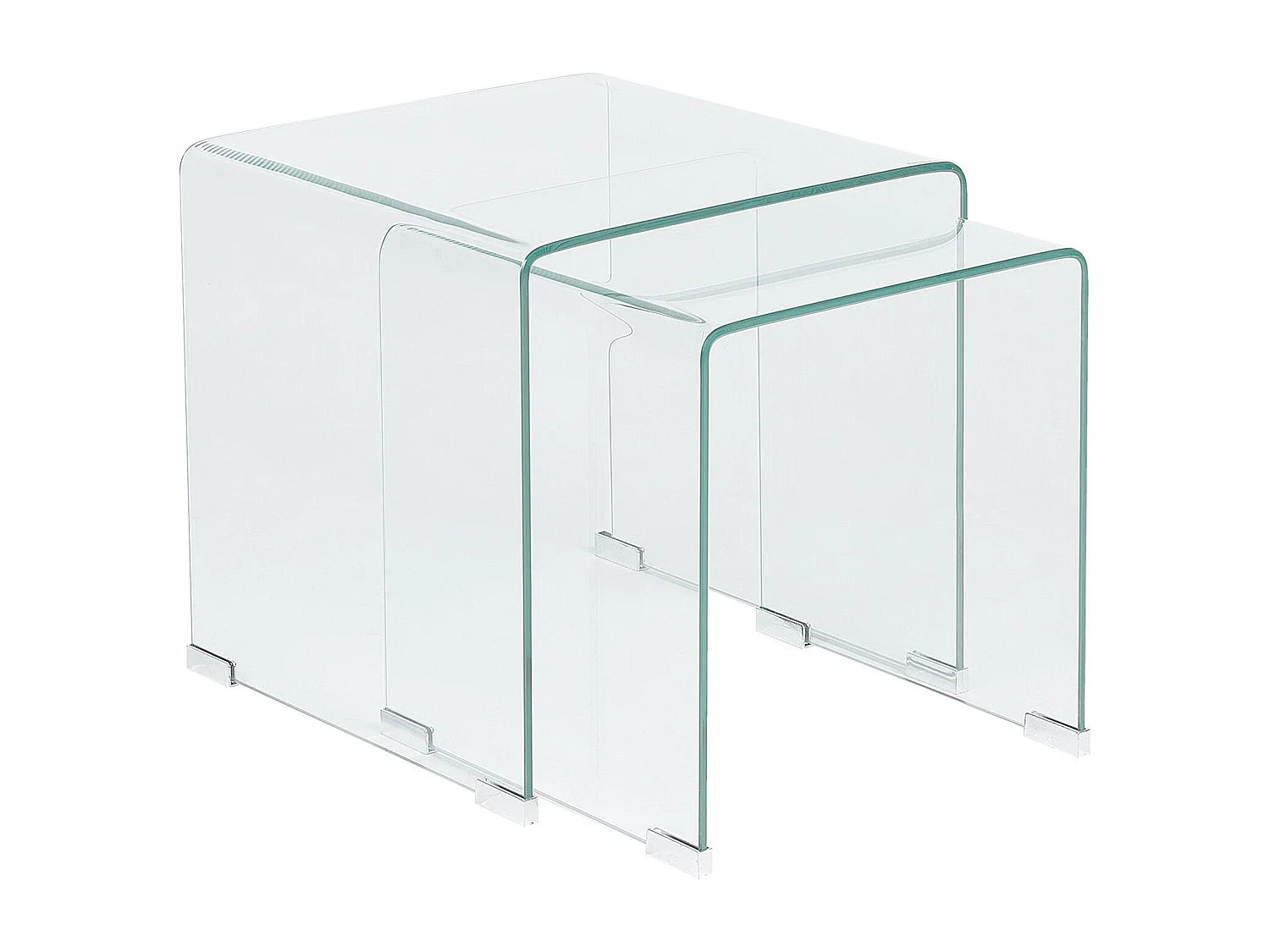 Bout de canapé en verre trempé transparent, lot de 2 – KENDALL