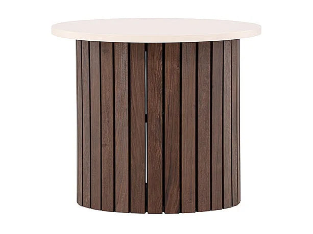Bout de canapé d'angle rond beige bois FSC – ÅSLA