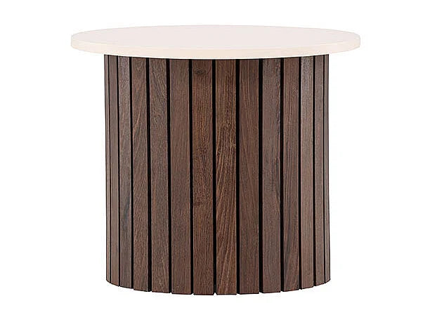 Bout de canapé d'angle rond beige bois FSC – ÅSLA