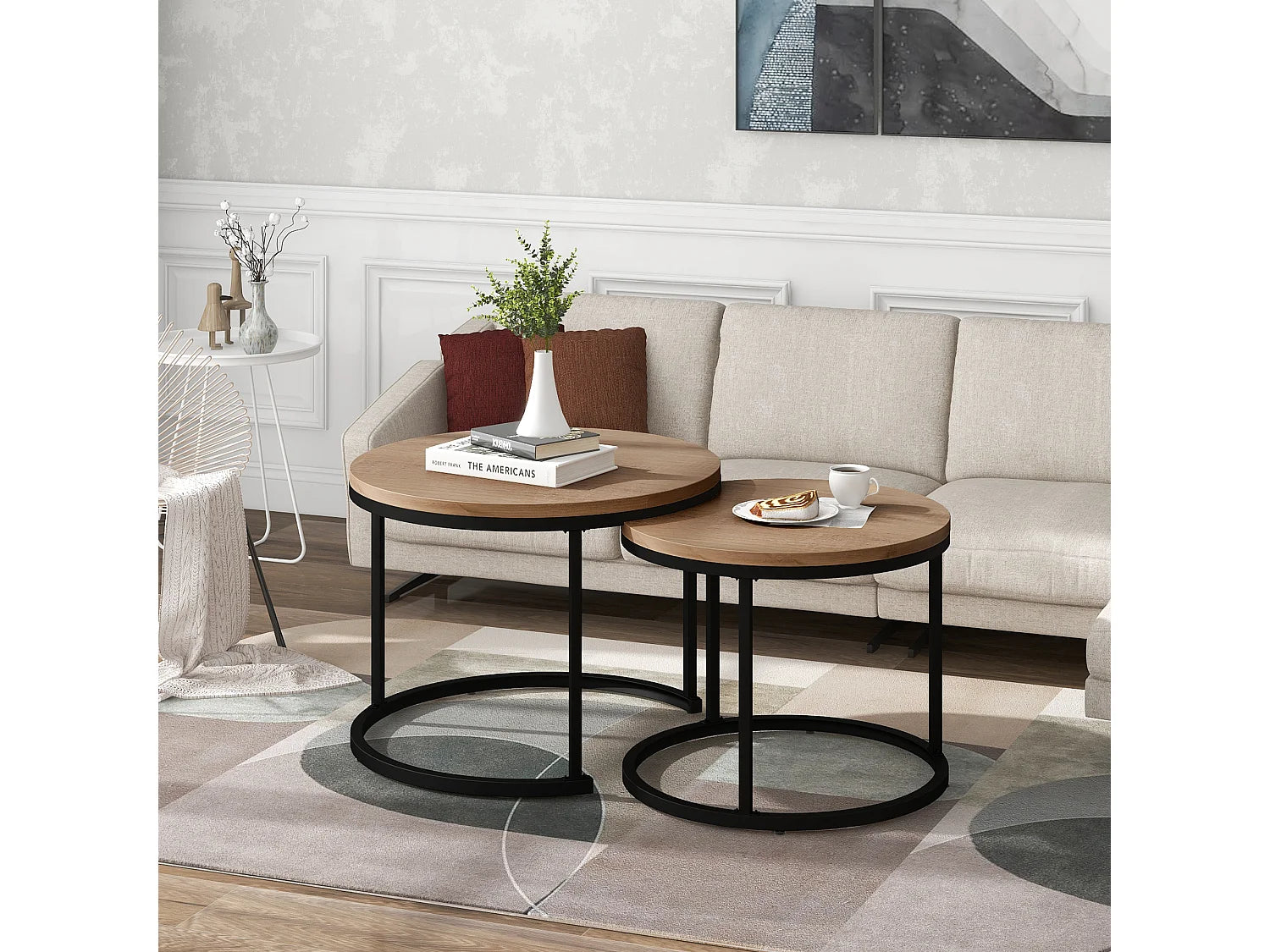 Bout de canapé rond en bois aspect naturel – DUOVA