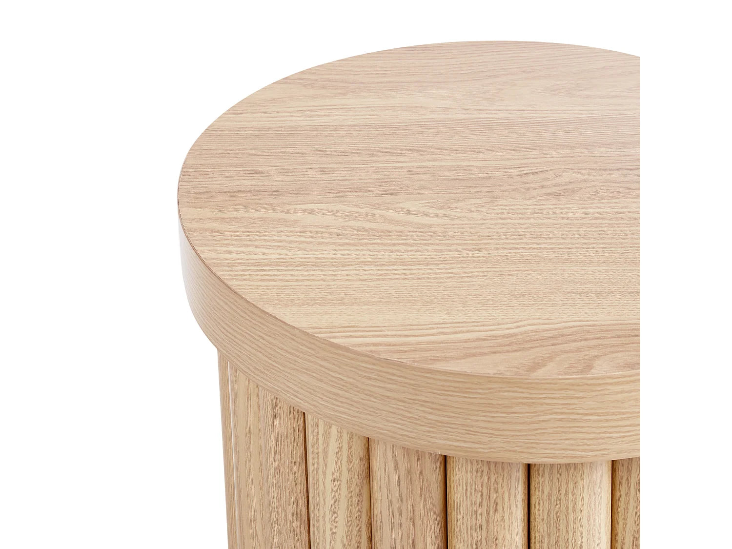 Bout de canapé rond bois clair nervuré – GALEO