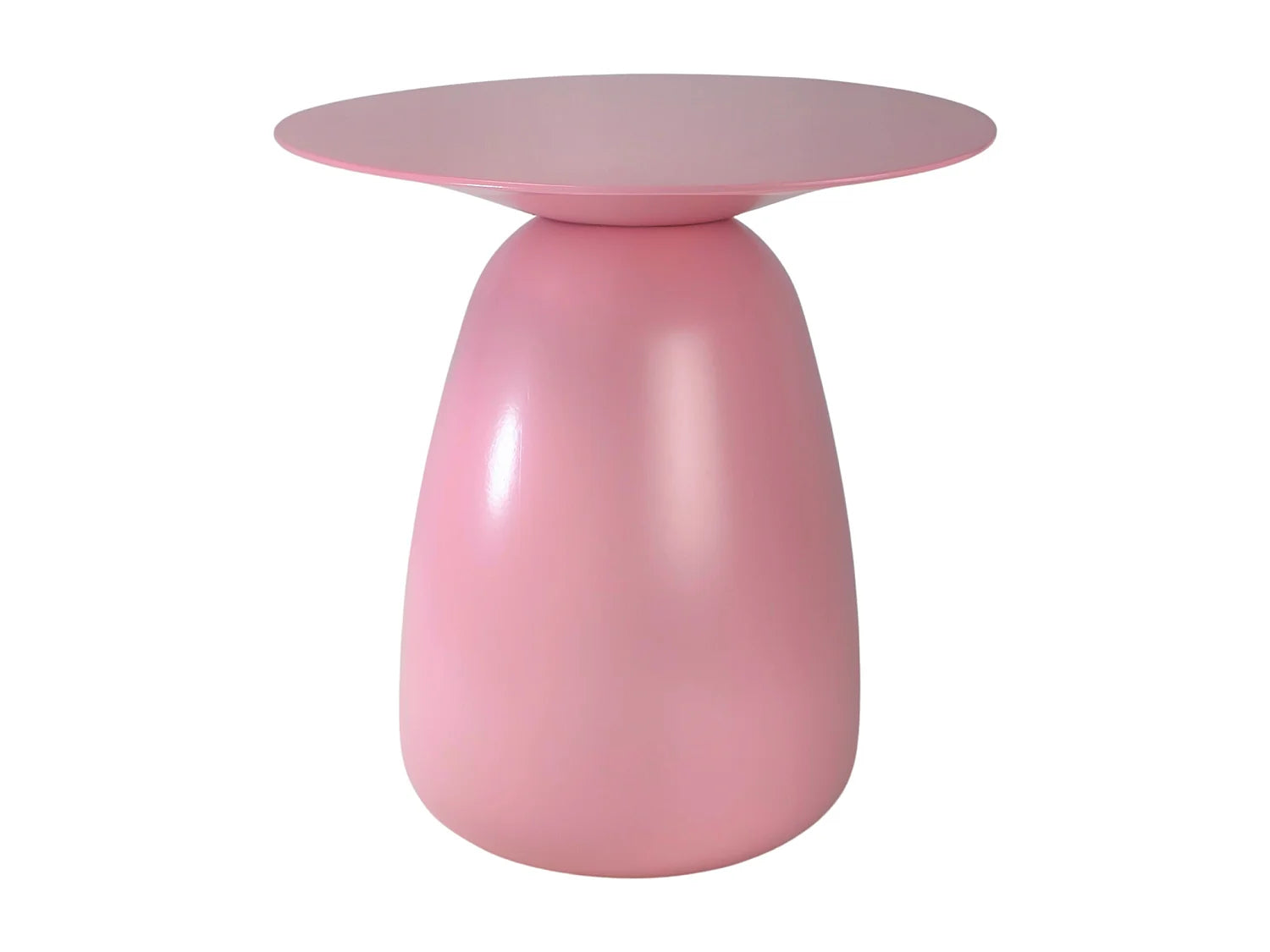 Bout de canapé rond en bois massif rose poudré – HANAKO