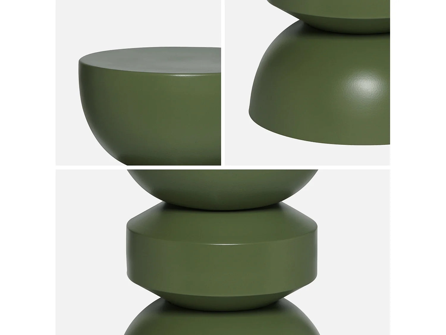 Bout de canapé rond en métal vert kaki – FOLIA