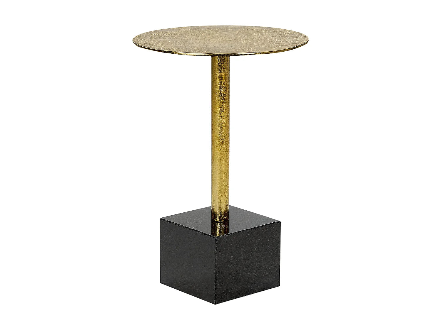 Bout de canapé rond métal doré base marbre noir – PLUMA