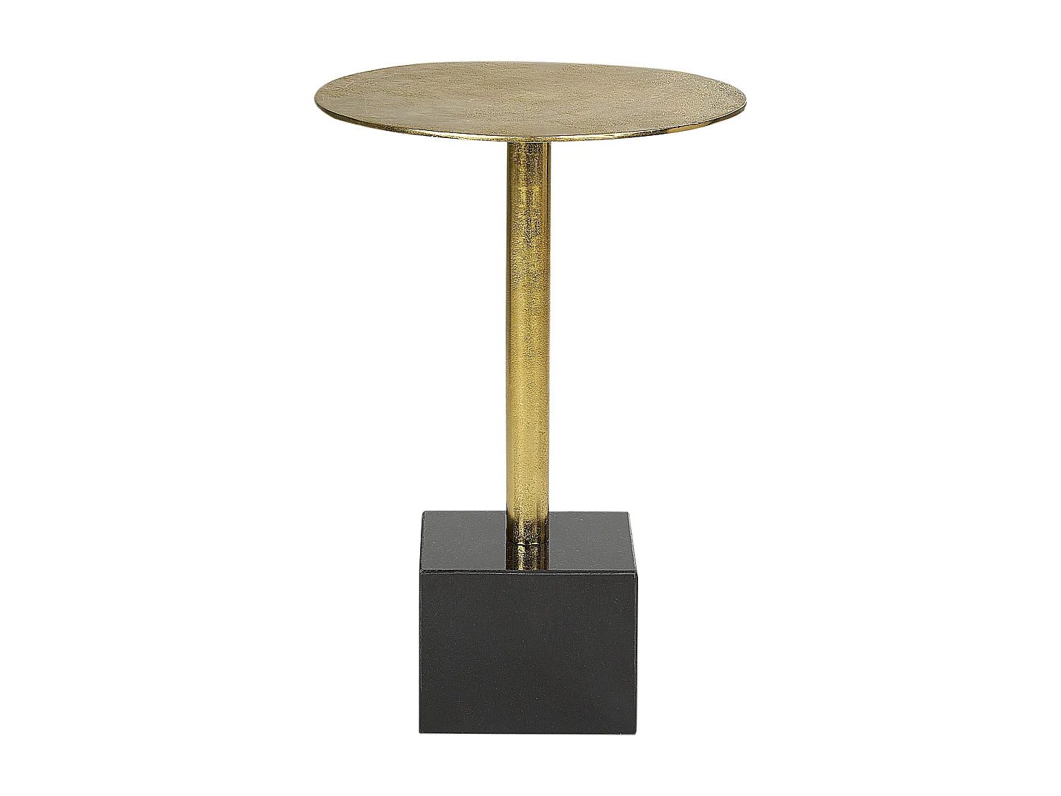 Bout de canapé rond métal doré base marbre noir – PLUMA