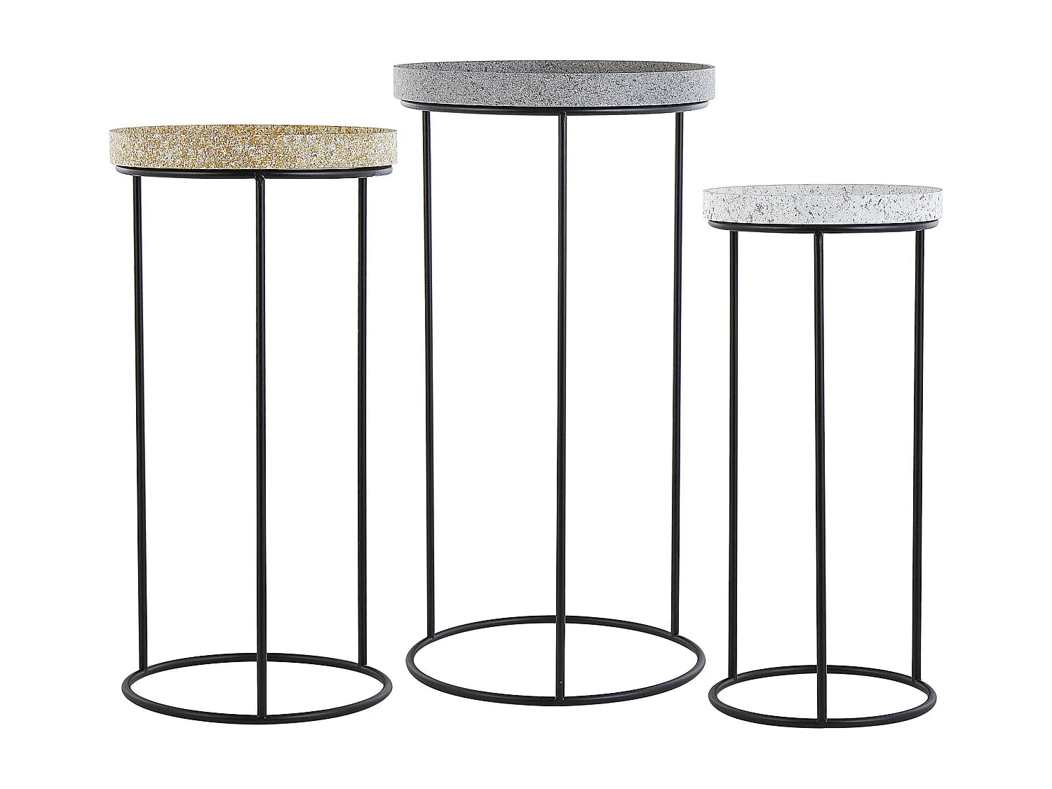 Bout de canapé effet granit lot de 3 noir – TEXANA
