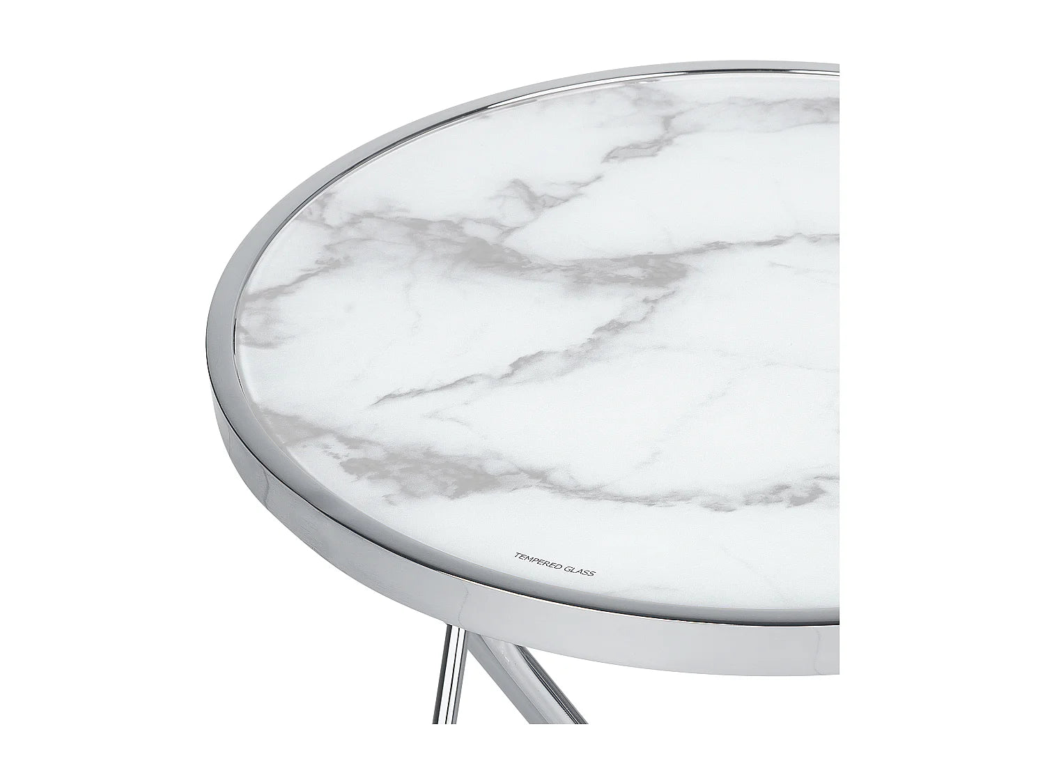 Bout de canapé effet marbre blanc et argenté – LUNERA