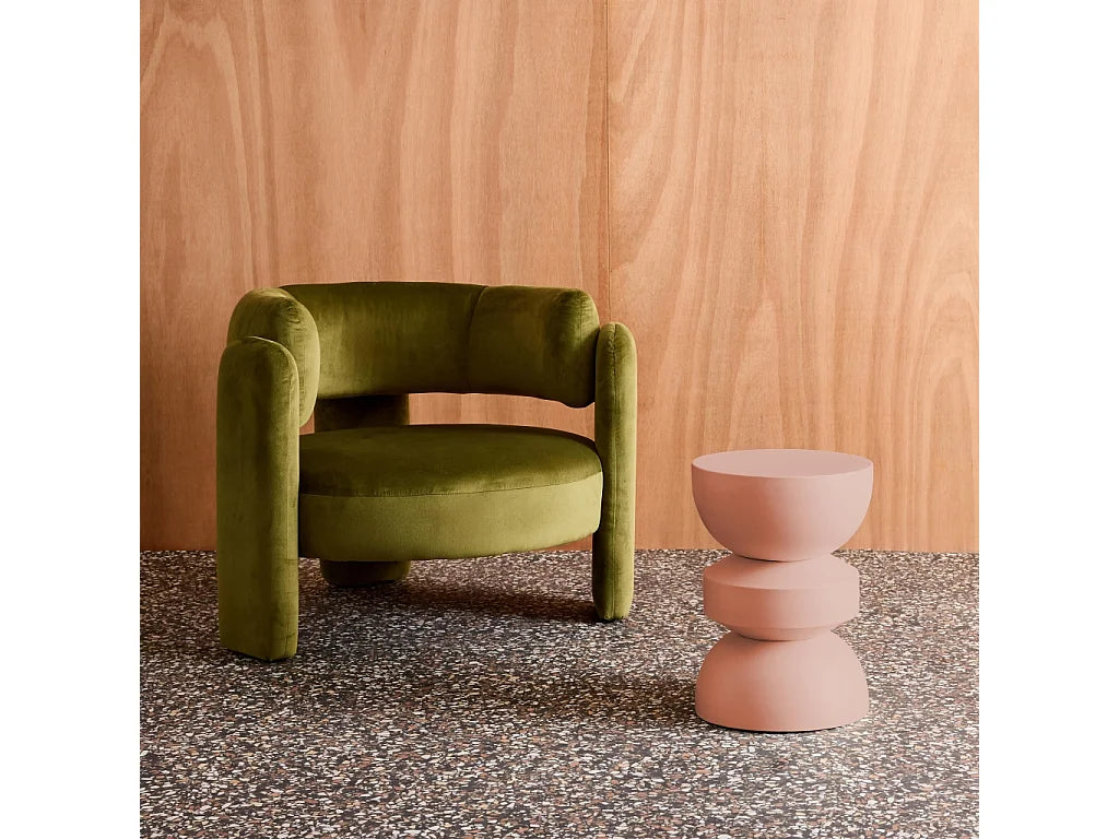 Bout de canapé rond en métal rose – ASSA