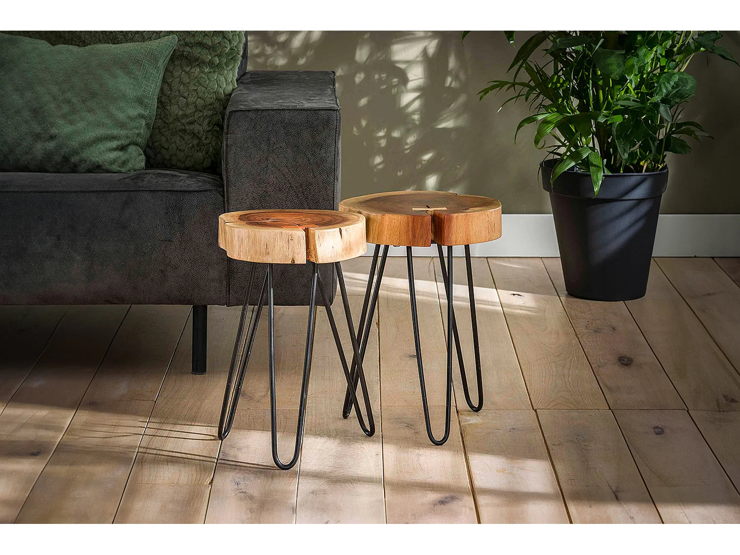 Bout de canapé tronc en bois d'acacia marron – SYLVIO