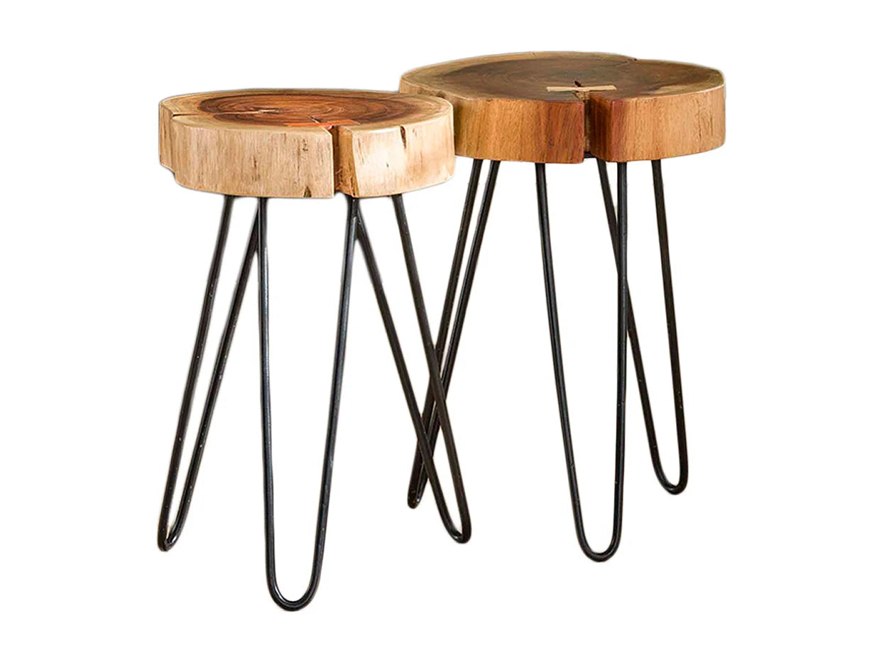 Bout de canapé tronc en bois d'acacia marron – SYLVIO