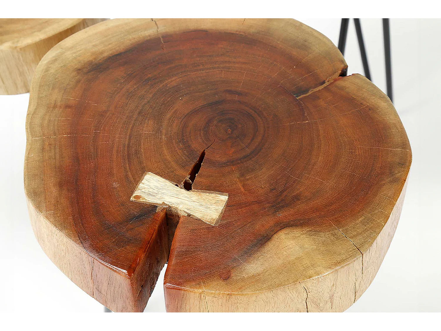 Bout de canapé tronc en bois d'acacia marron – SYLVIO