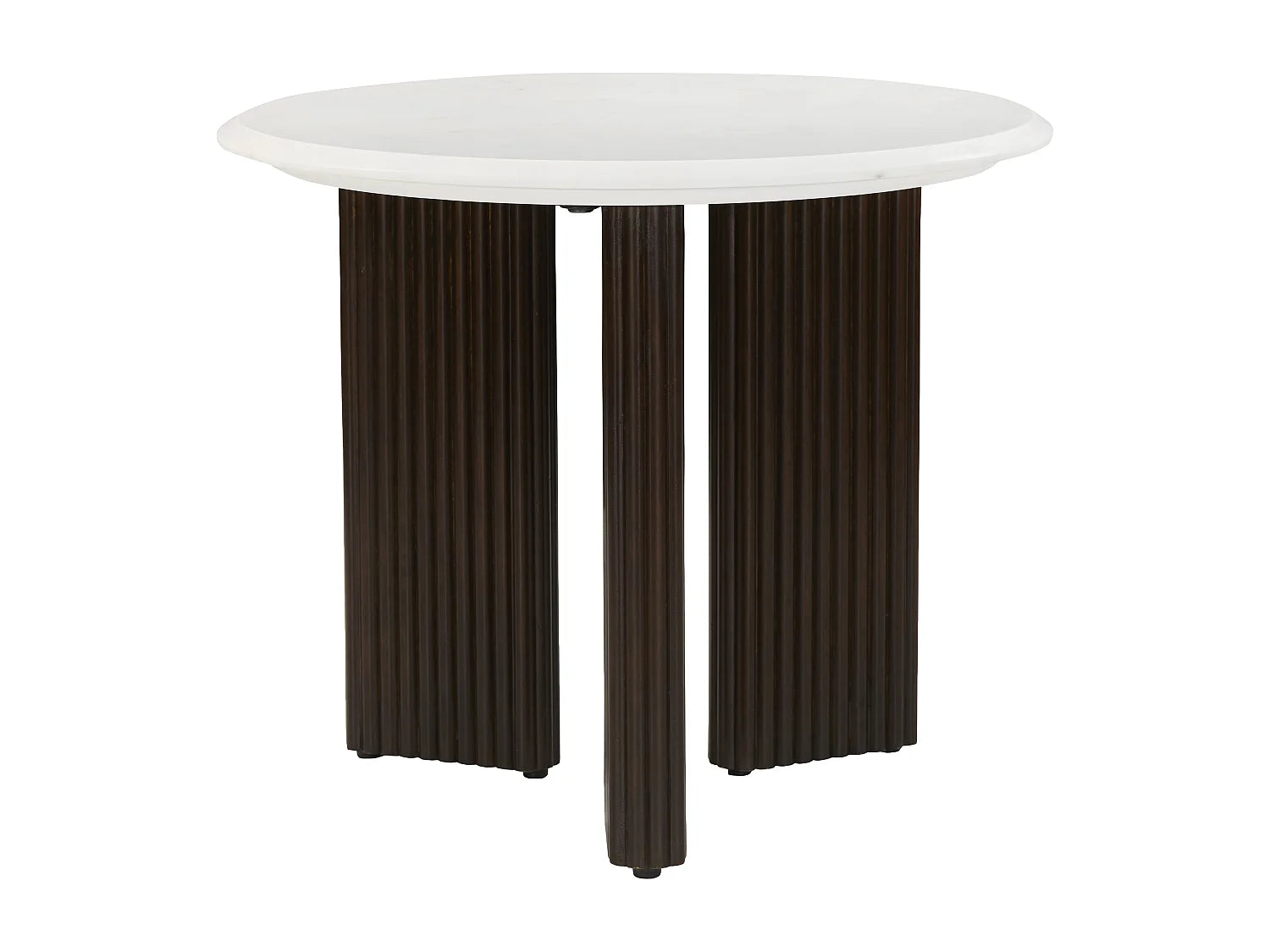 Bout de canapé rond marbre blanc et acacia – PERLA