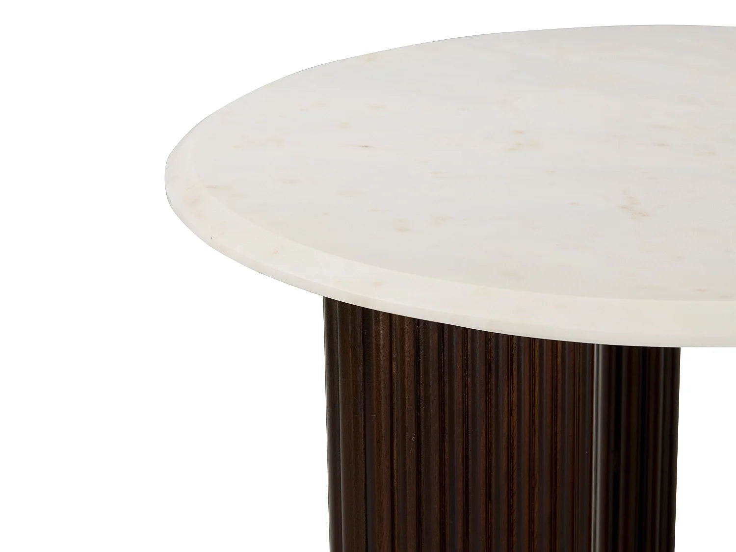 Bout de canapé rond marbre blanc et acacia – PERLA