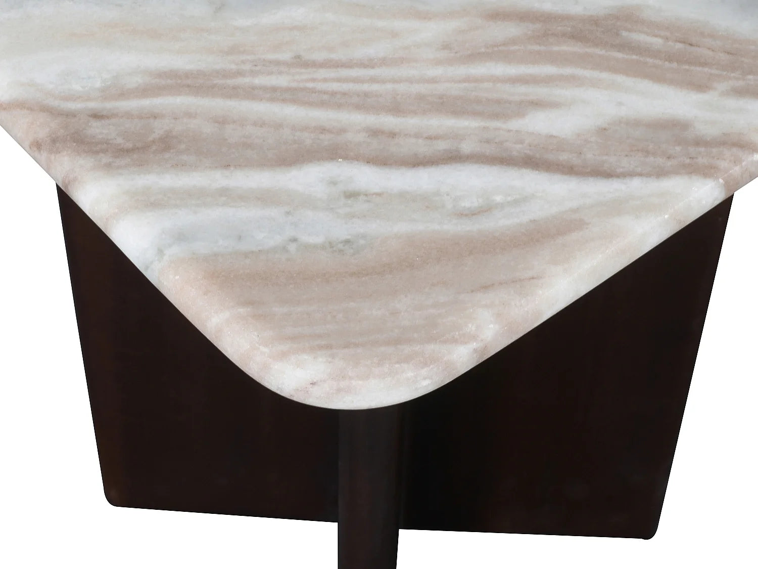 Bout de canapé marbre beige et bois d'acacia – NÉVÉ