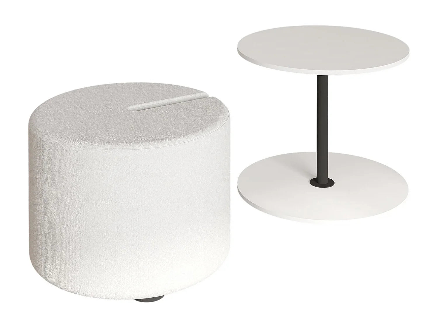 Bout de canapé avec pouf en bois blanc – FIOCCO