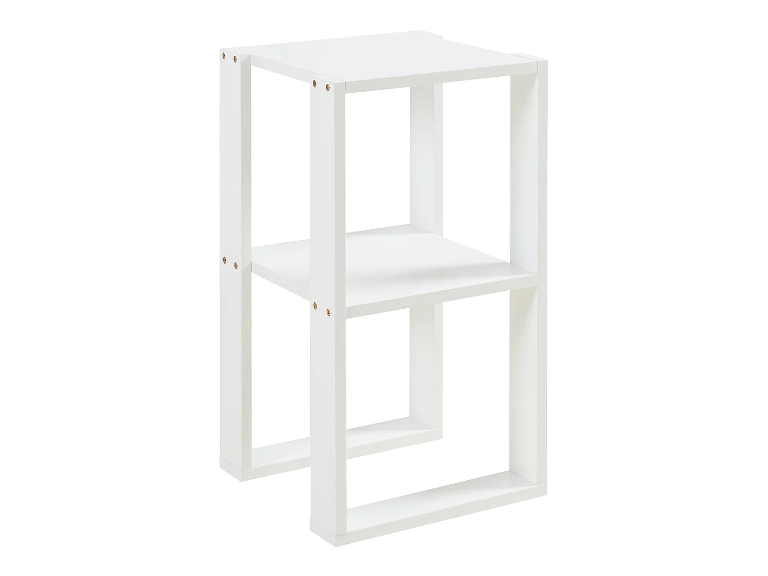 Bout de canapé carré blanc avec étagère – FINJA