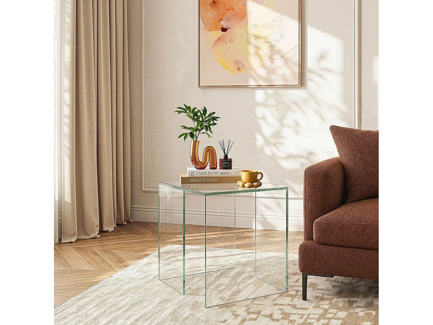 Bout de canapé en verre trempé transparent – ALYSSA