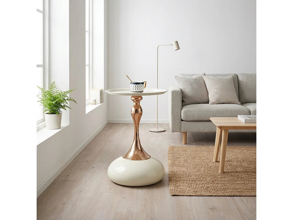 Bout de canapé rond en métal blanc – ALBINA