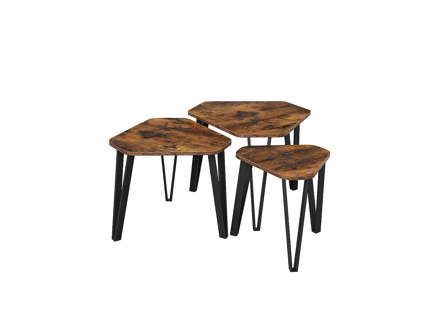 Bout de canapé gigogne en MDF noir et marron – FORGIA