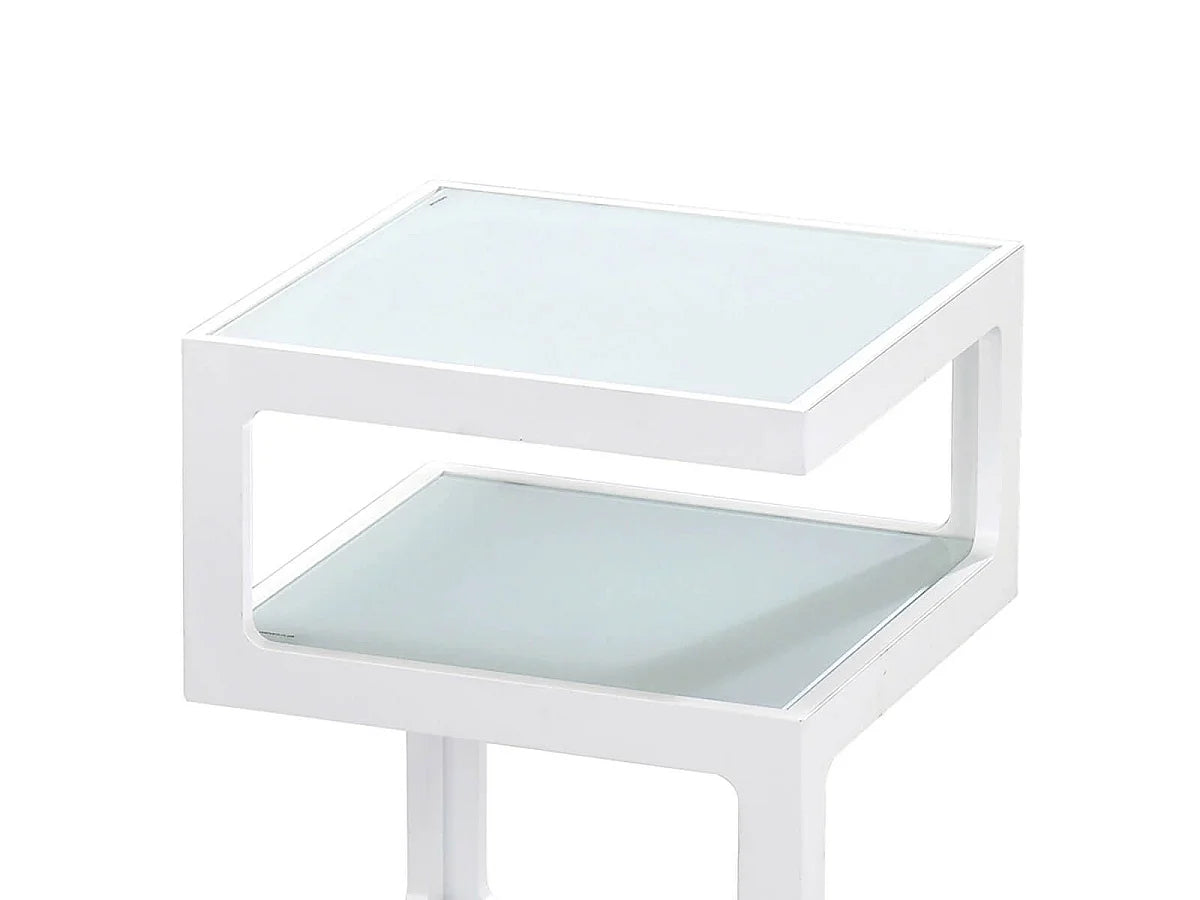 Bout de canapé cube plateaux verre blanc – QUADRO